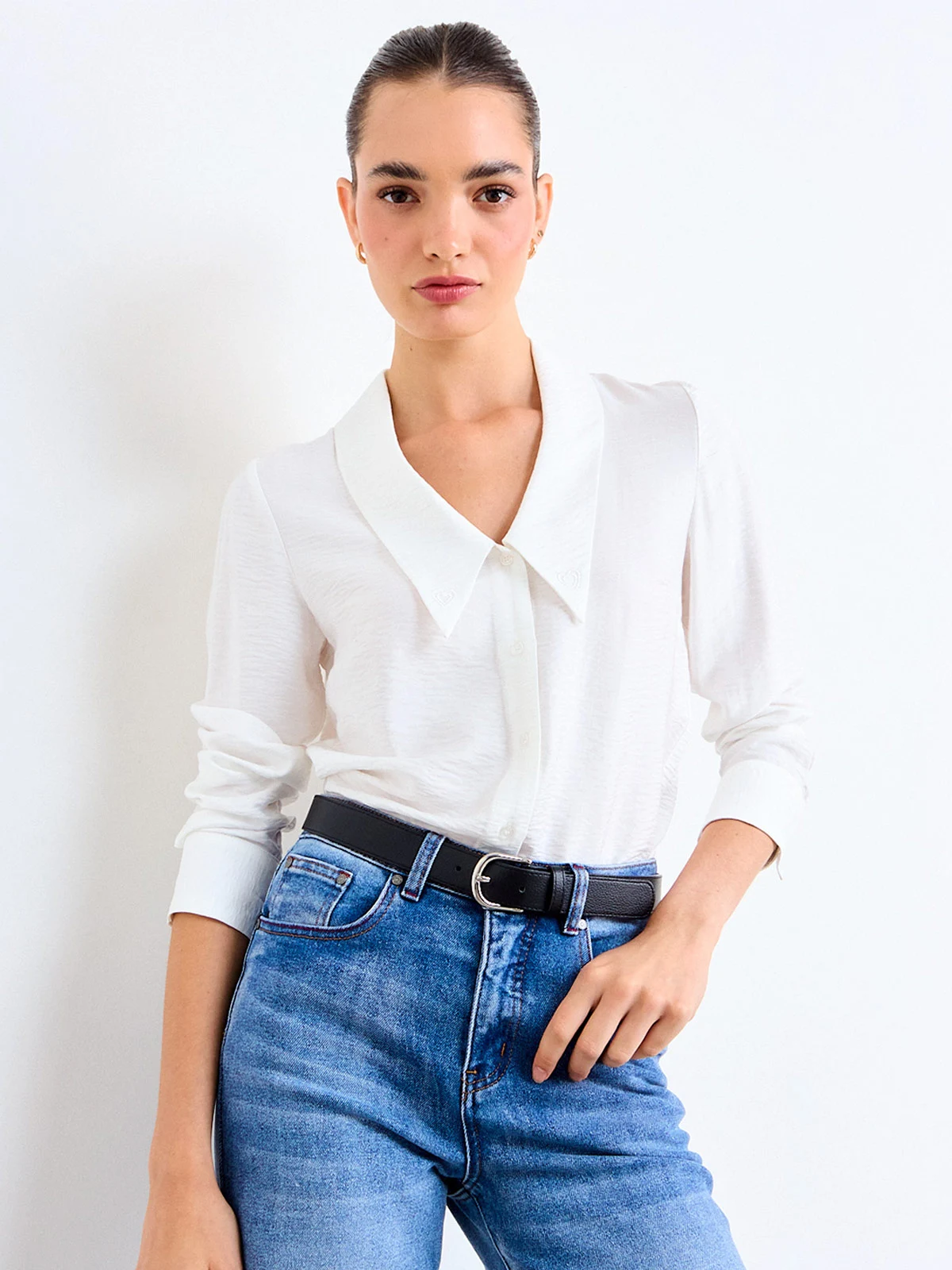 BLUSA MUJER IO ALGODÓN MANGA LARGA BORDADO POPELINA - 3