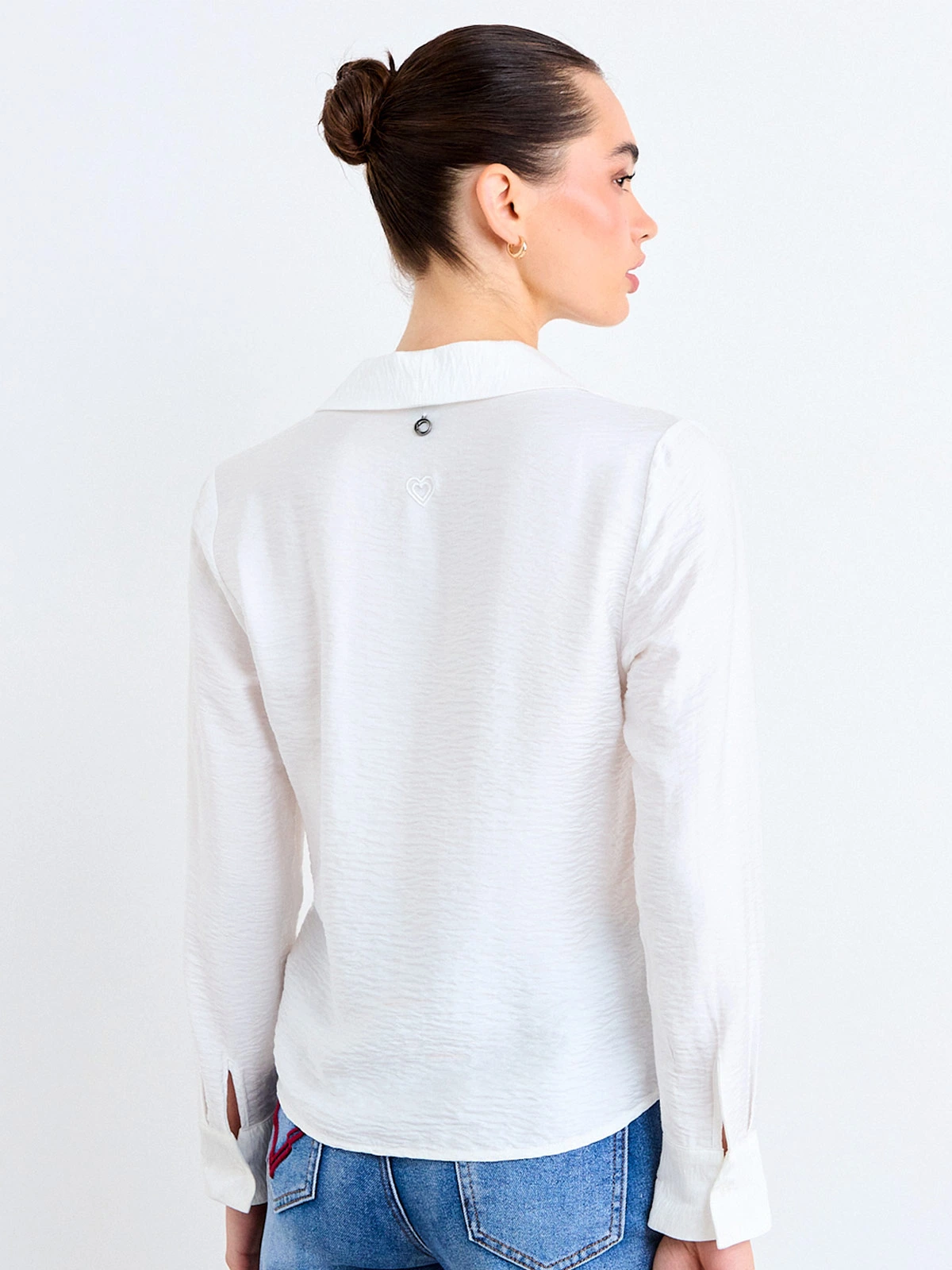 BLUSA MUJER IO ALGODÓN MANGA LARGA BORDADO POPELINA - 4