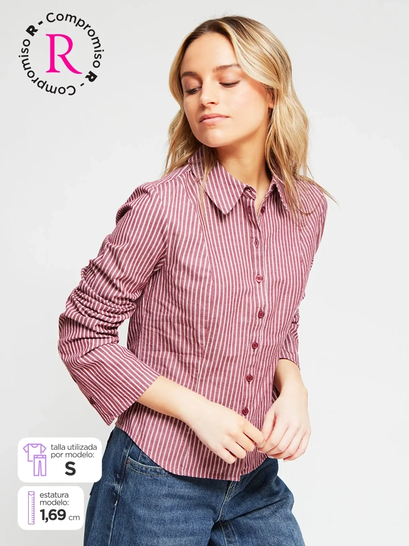 BLUSA MUJER INDEX ALGODÓN MANGA LARGA ENTALLADA - 1