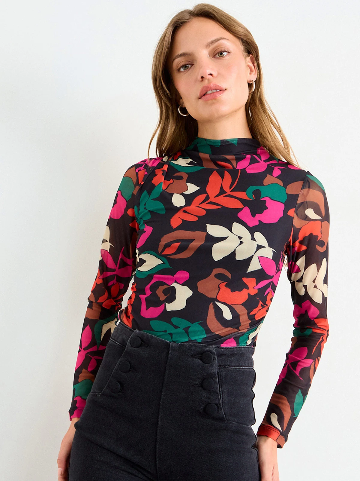 POLERA MUJER IO MANGA LARGA MALLA ESTAMPADO - 3