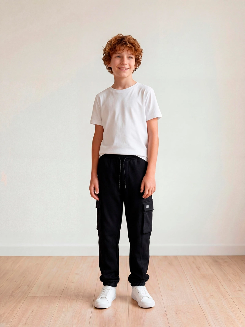 PANTALÓN DE BUZO NIÑO CLOUDBREAK ALGODÓN BOLSILLO CARGO - 1