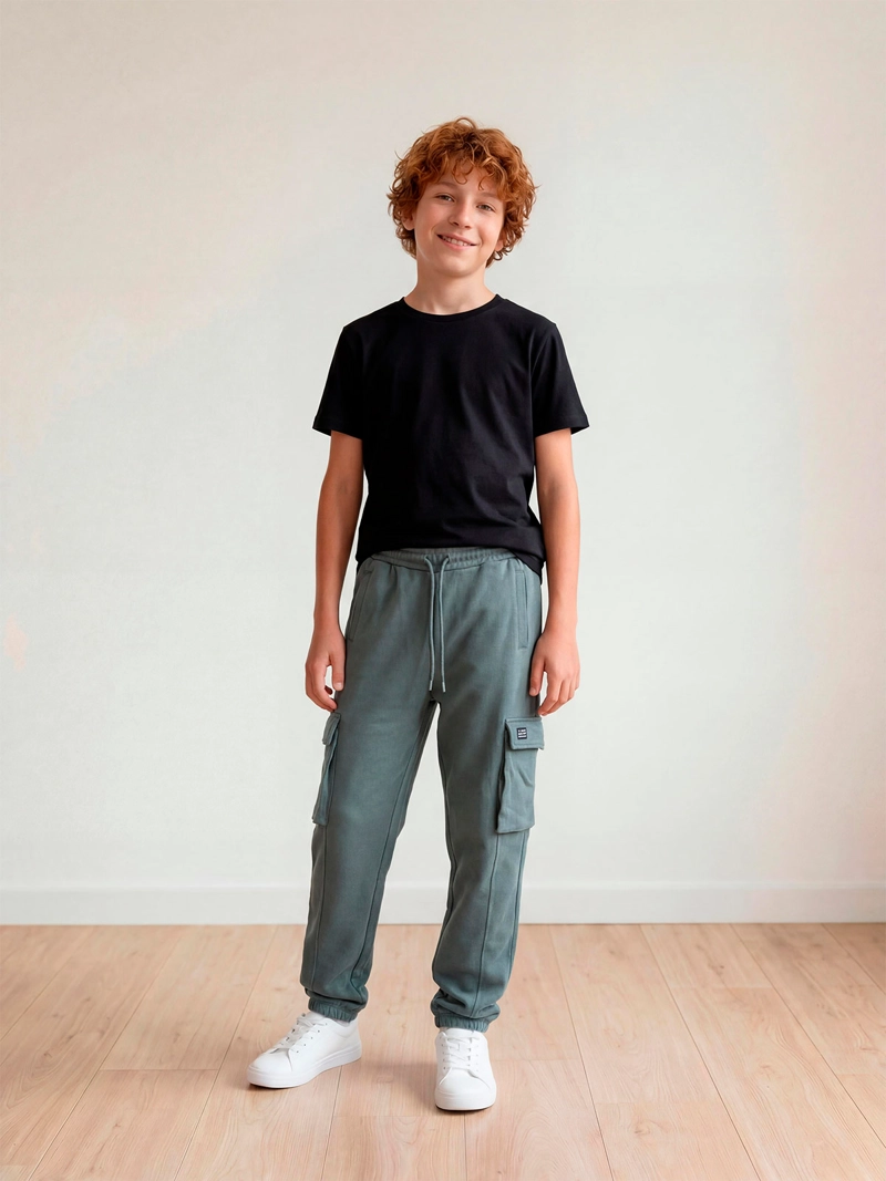 PANTALÓN DE BUZO NIÑO CLOUDBREAK ALGODÓN BOLSILLO CARGO - 1