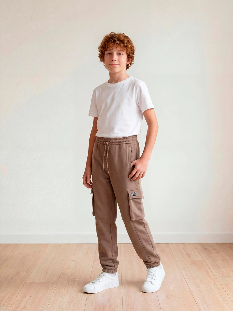 PANTALÓN DE BUZO NIÑO CLOUDBREAK ALGODÓN BOLSILLO CARGO - 1
