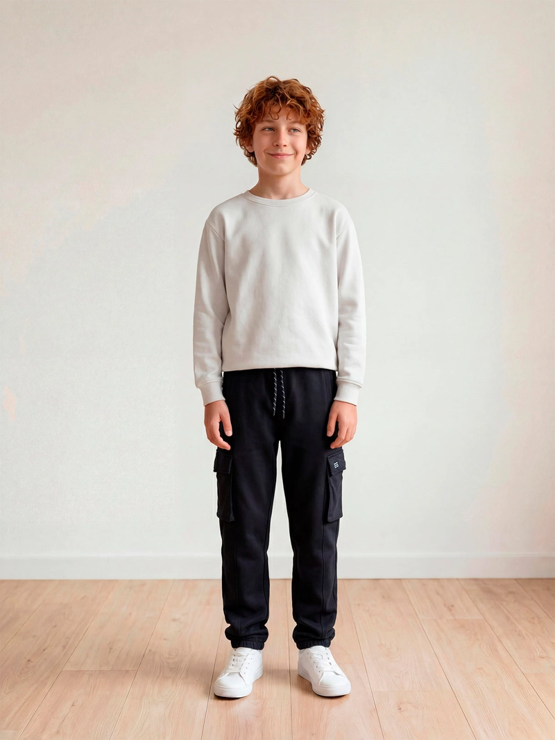 PANTALÓN DE BUZO NIÑO CLOUDBREAK ALGODÓN BOLSILLO CARGO - 1
