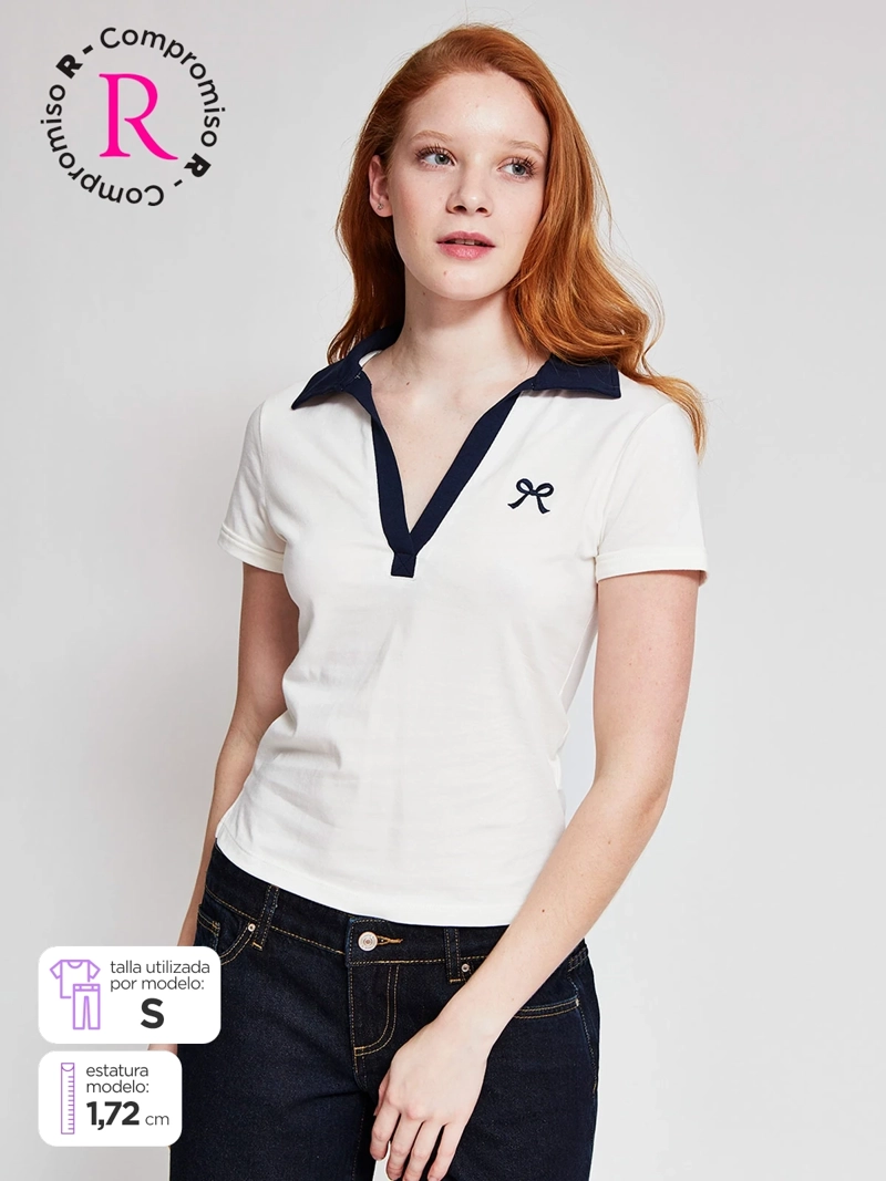 POLERA MUJER INDEX ALGODÓN CUELLO POLO MANGA CORTA