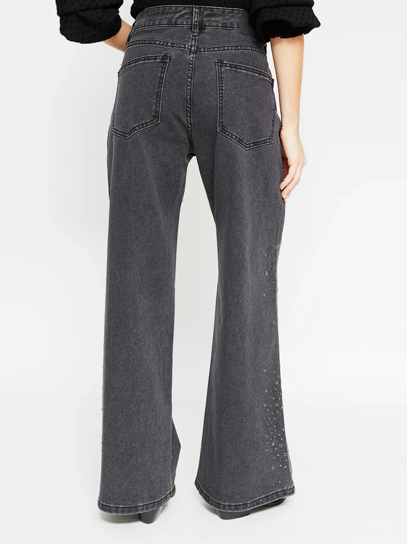 JEANS MUJER BARBADOS ALGODÓN WIDE LEG TACHAS - 3