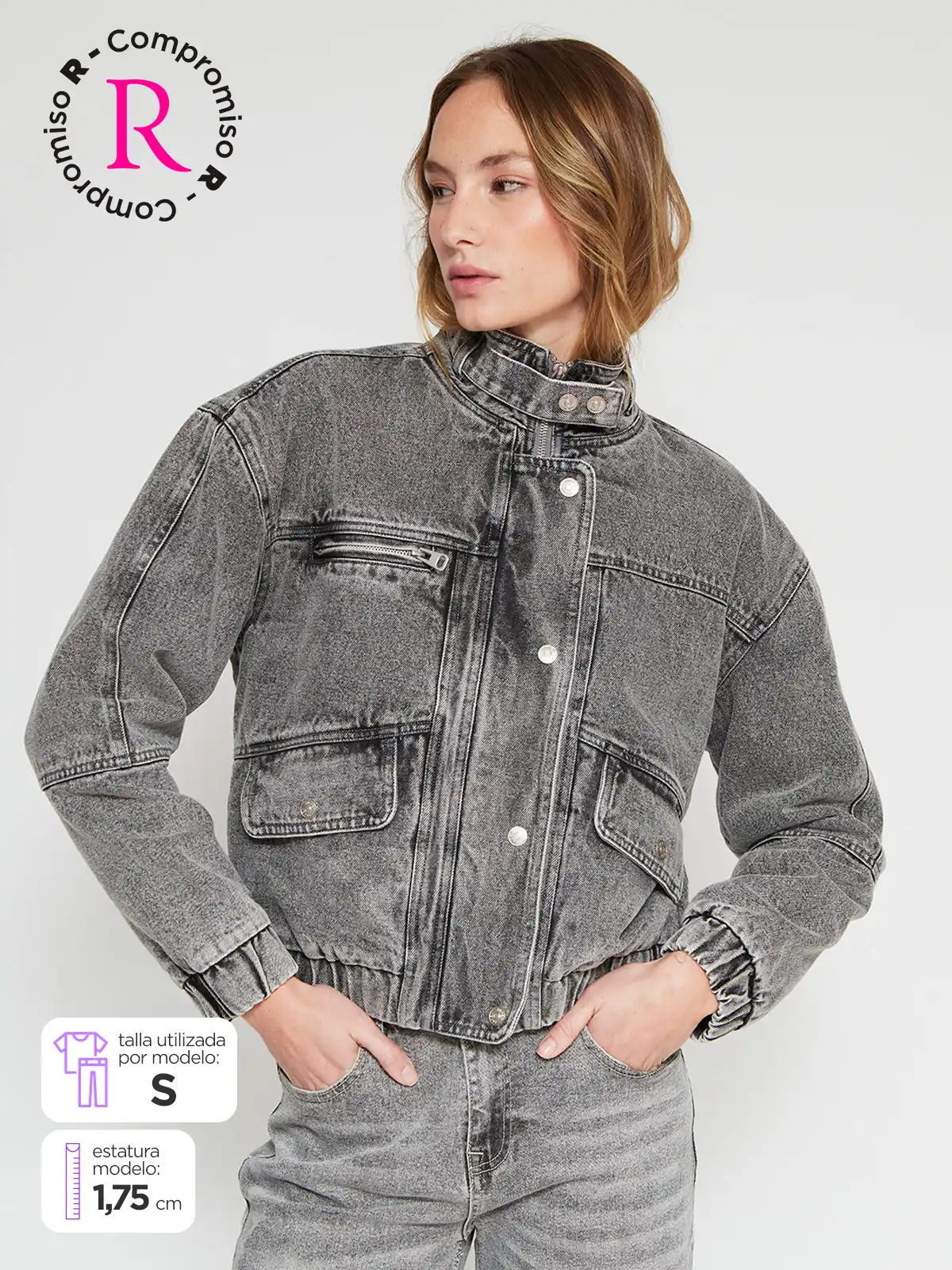 CHAQUETA MUJER INDEX ALGODÓN BOMBER DENIM - 1
