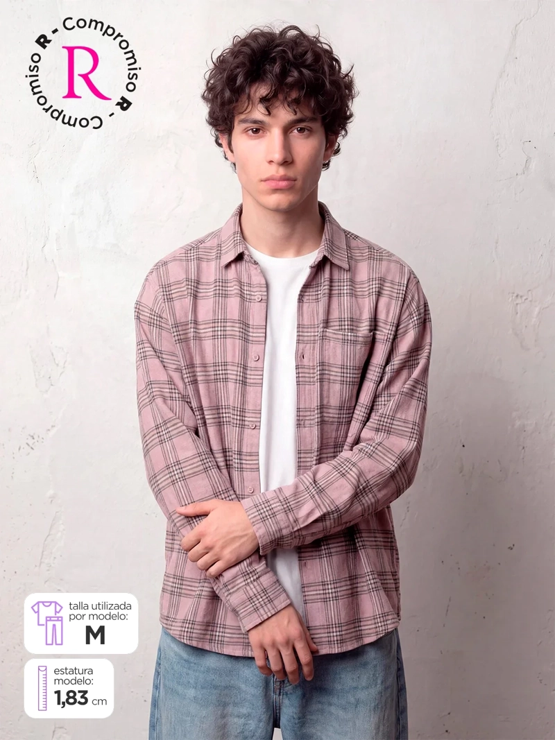 CAMISA HOMBRE INDEX ALGODÓN MANGA LARGA CUADROS - 1