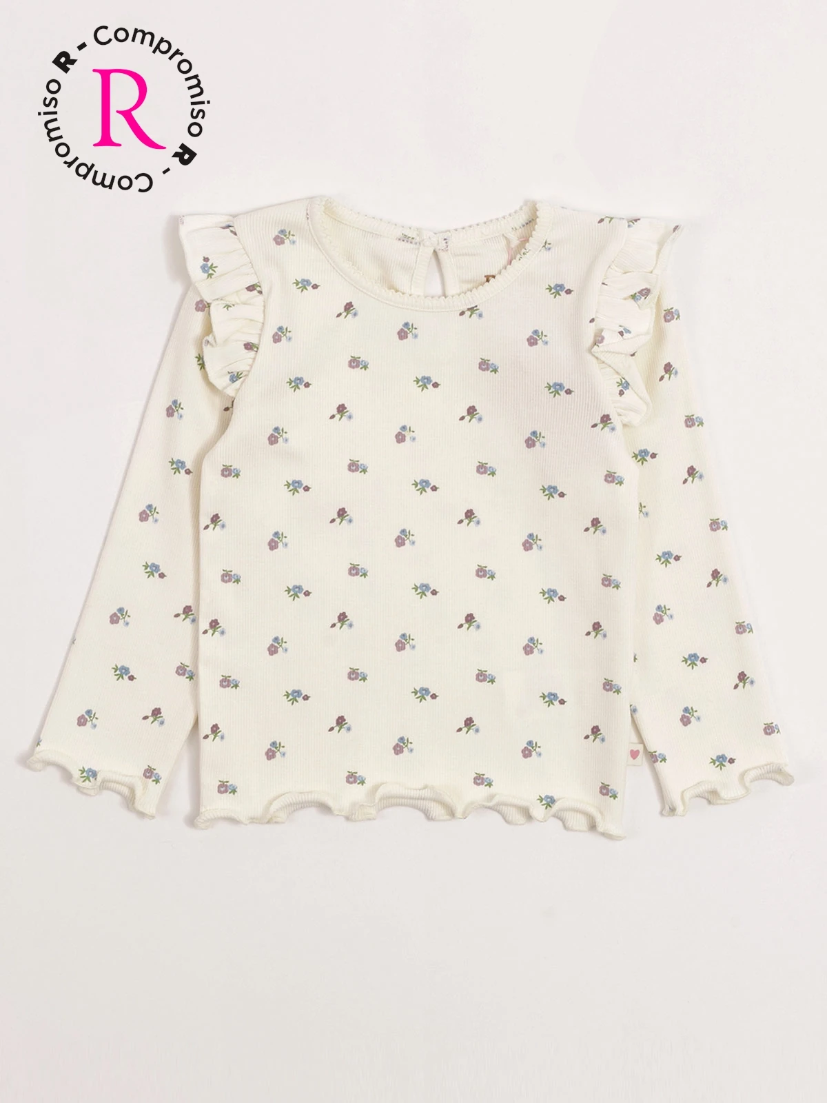 POLERA NIÑA BABY HARVEST ALGODÓN MANGA LARGA RIB ESTAMPADA VUELOS - 3