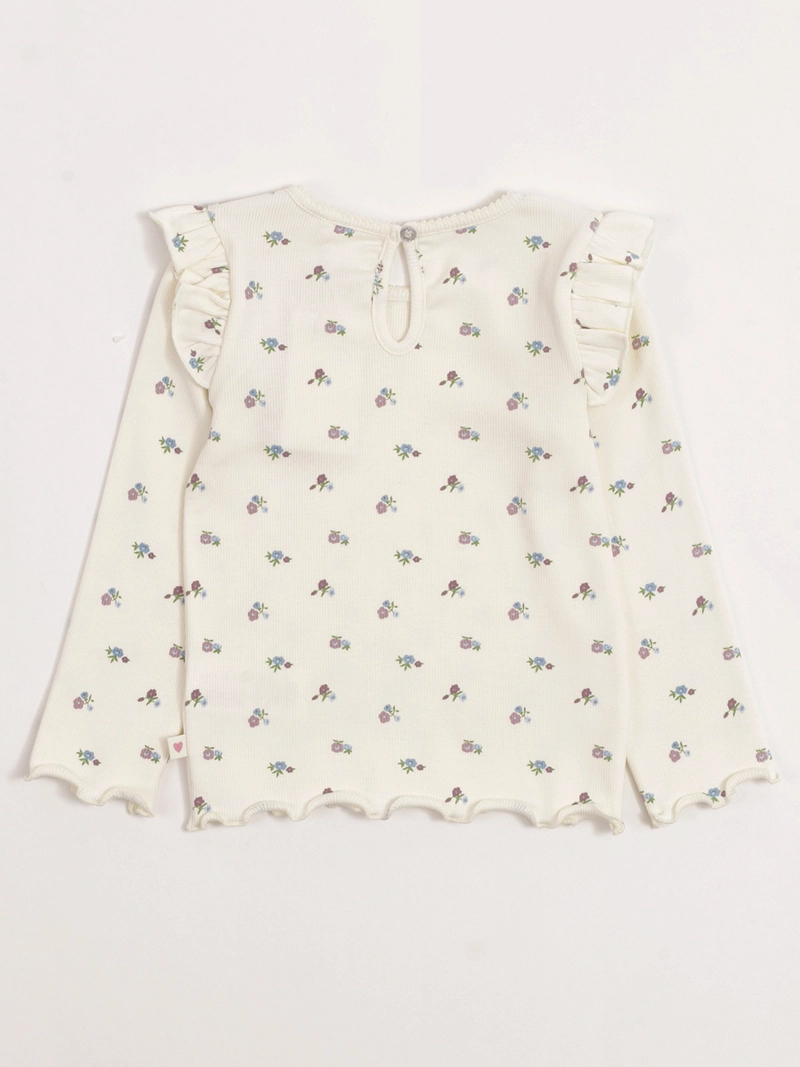 POLERA NIÑA BABY HARVEST ALGODÓN MANGA LARGA RIB ESTAMPADA VUELOS - 4