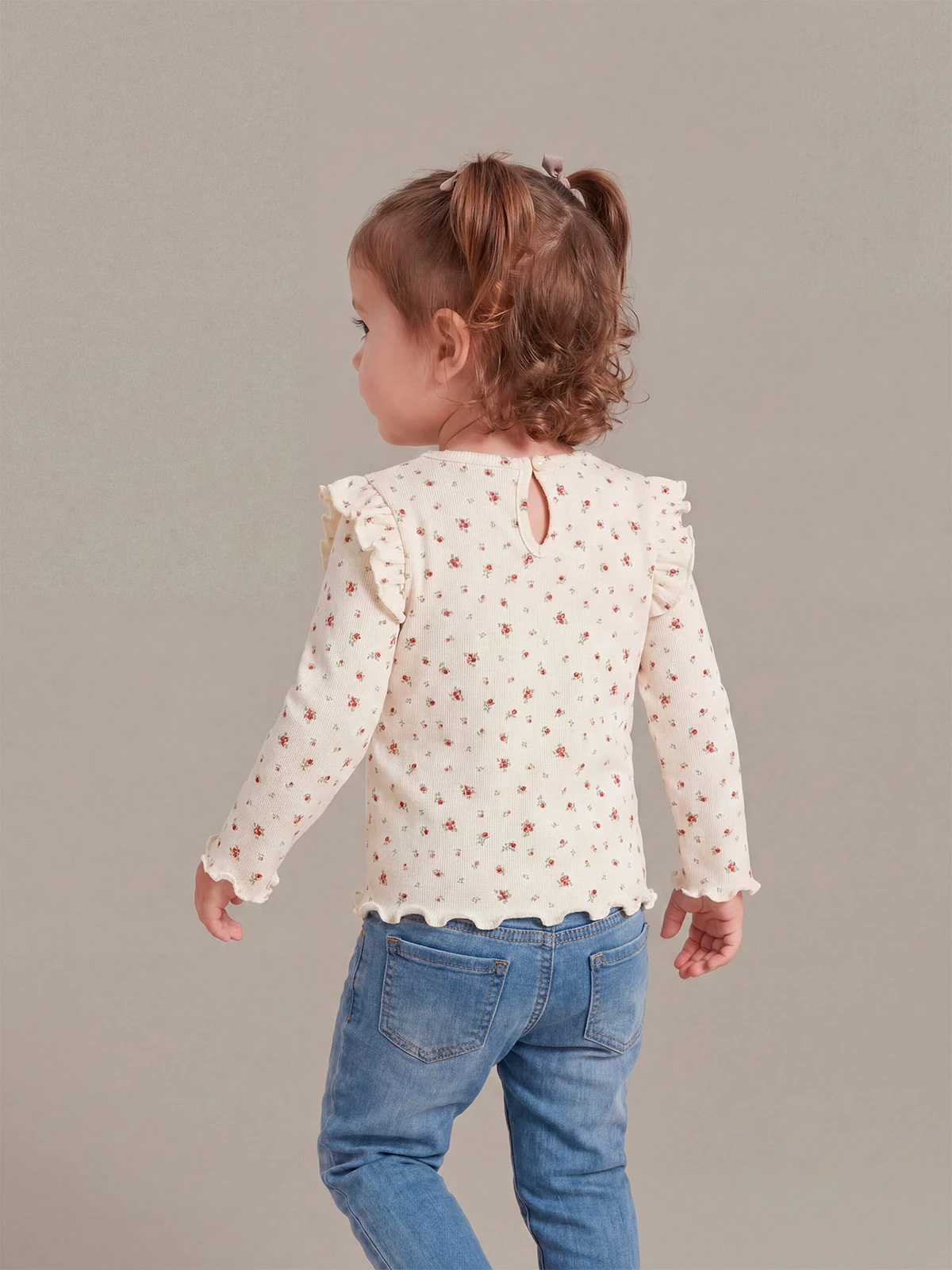 POLERA NIÑA BABY HARVEST ALGODÓN MANGA LARGA RIB ESTAMPADA VUELOS - 2