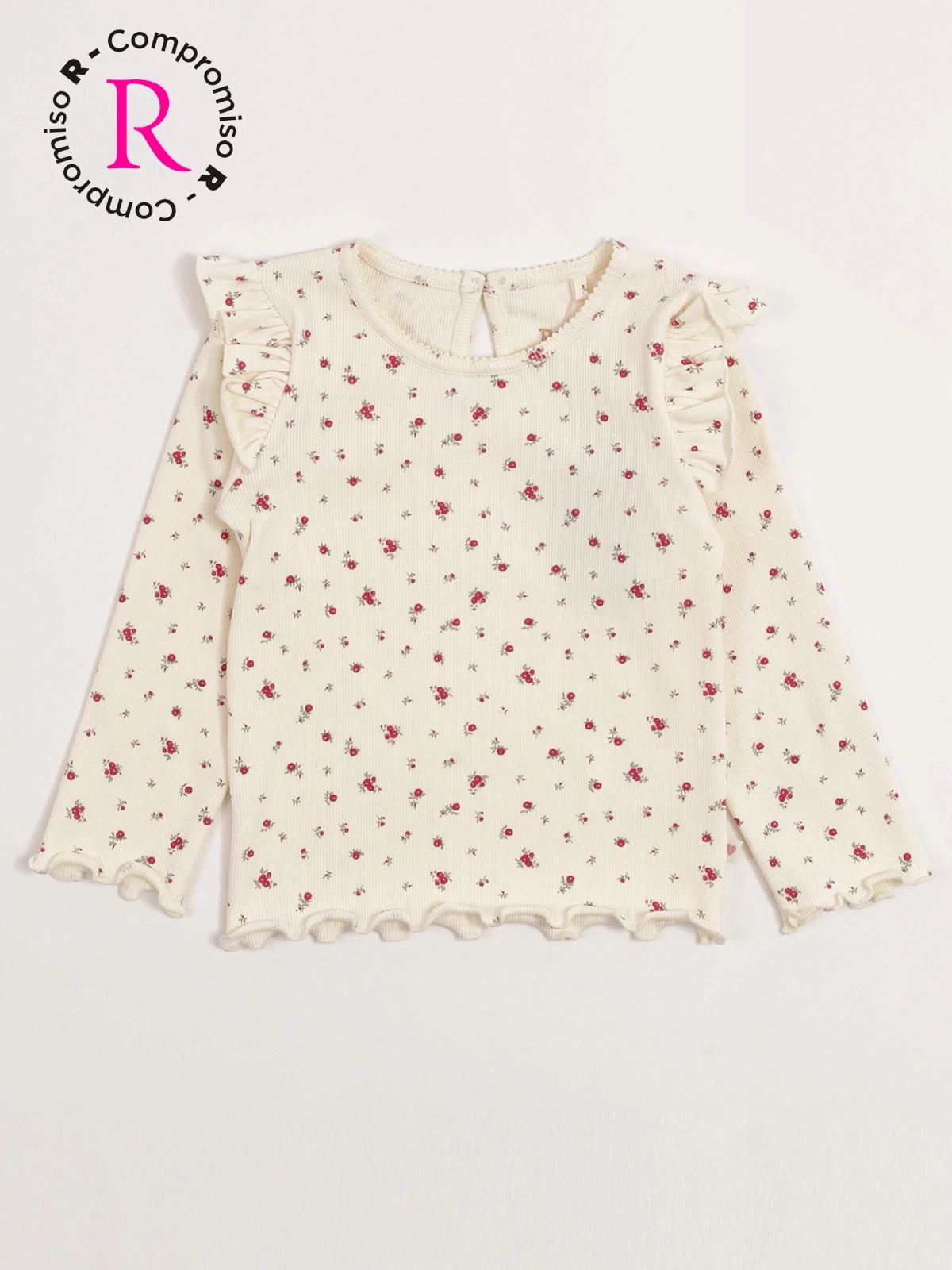 POLERA NIÑA BABY HARVEST ALGODÓN MANGA LARGA RIB ESTAMPADA VUELOS - 3