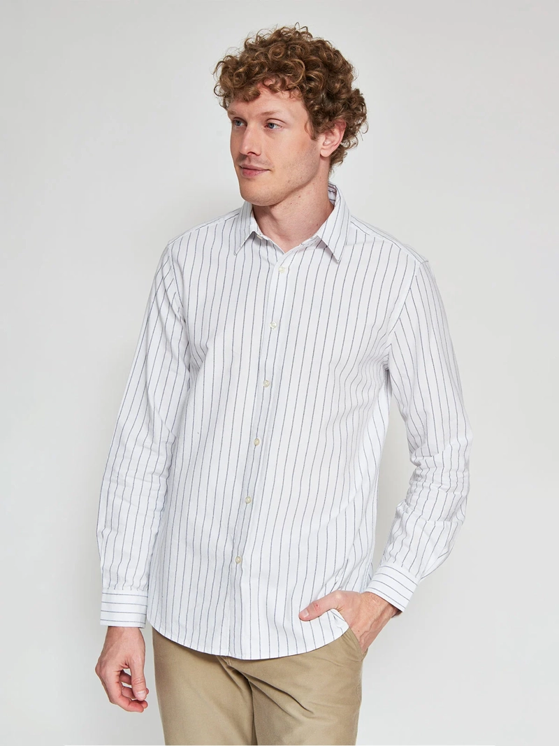 CAMISA HOMBRE CACHAREL ALGODÓN MANGA LARGA LÍNEAS - 1