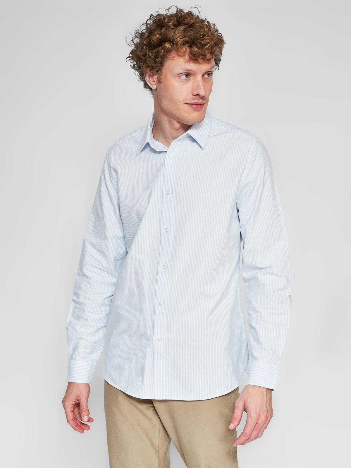 CAMISA HOMBRE CACHAREL ALGODÓN MANGA LARGA LÍNEAS - 1