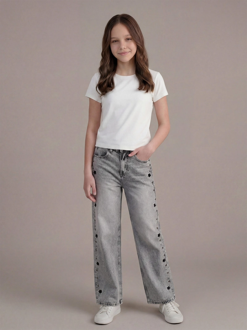 JEANS NIÑA INDEX TEEN LOOSE FIT ESTRELLAS - 1