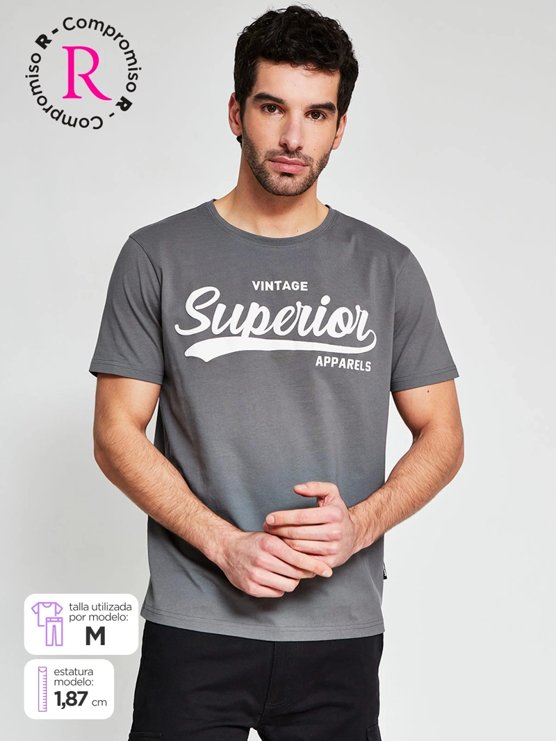 POLERA HOMBRE ROBERT LEWIS ALGODÓN CUELLO REDONDO MANGA CORTA ESTAMPADA