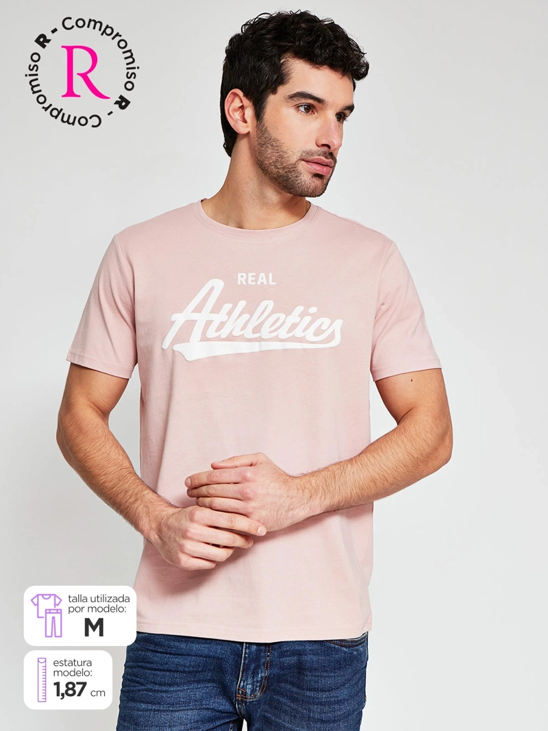 POLERA HOMBRE ROBERT LEWIS ALGODÓN CUELLO REDONDO MANGA CORTA ESTAMPADA