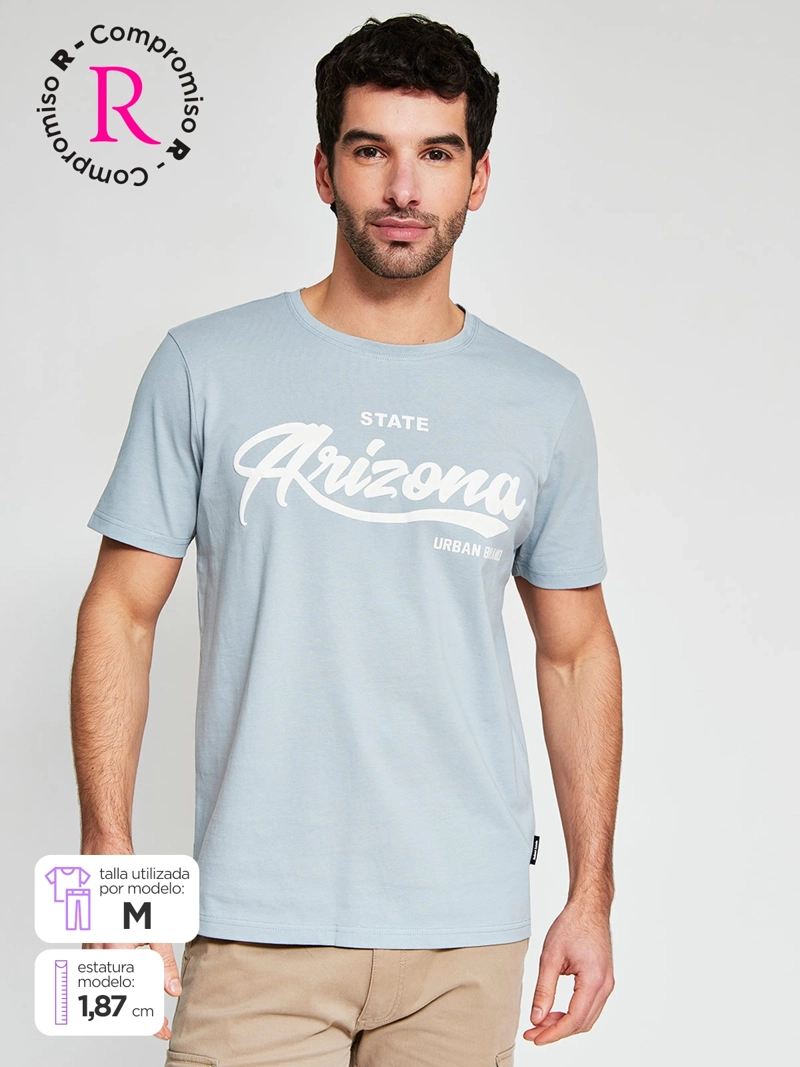 POLERA HOMBRE ROBERT LEWIS ALGODÓN CUELLO REDONDO MANGA CORTA ESTAMPADA - 1