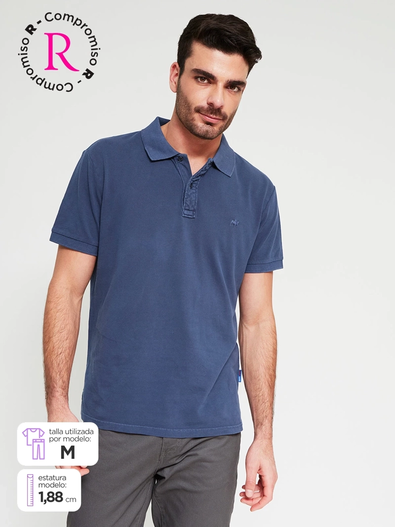 POLERA HOMBRE ROBERT LEWIS ALGODÓN MANGA CORTA LAVADA PIQUE - 1