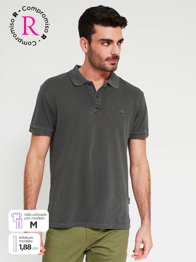 POLERA HOMBRE ROBERT LEWIS ALGODÓN MANGA CORTA LAVADA PIQUE - 1