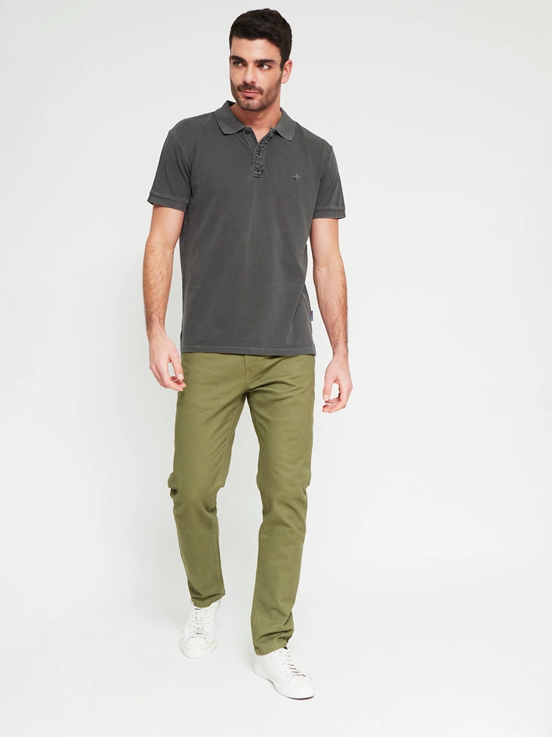 POLERA HOMBRE ROBERT LEWIS ALGODÓN MANGA CORTA LAVADA PIQUE - 4