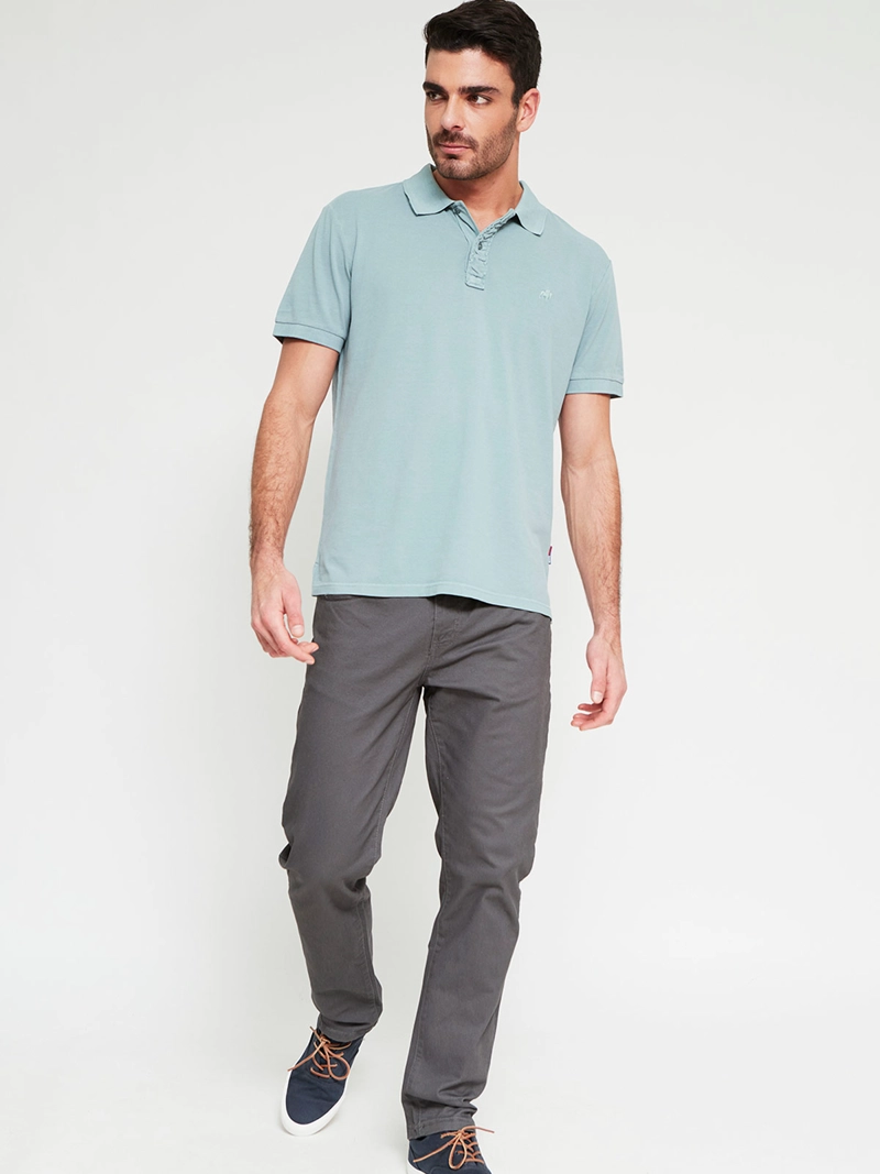 POLERA HOMBRE ROBERT LEWIS ALGODÓN MANGA CORTA LAVADA PIQUE - 4