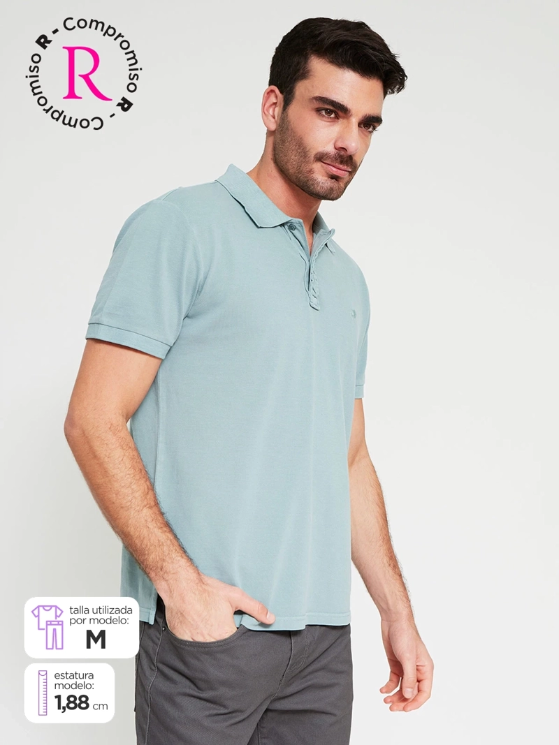 POLERA HOMBRE ROBERT LEWIS ALGODÓN MANGA CORTA LAVADA PIQUE