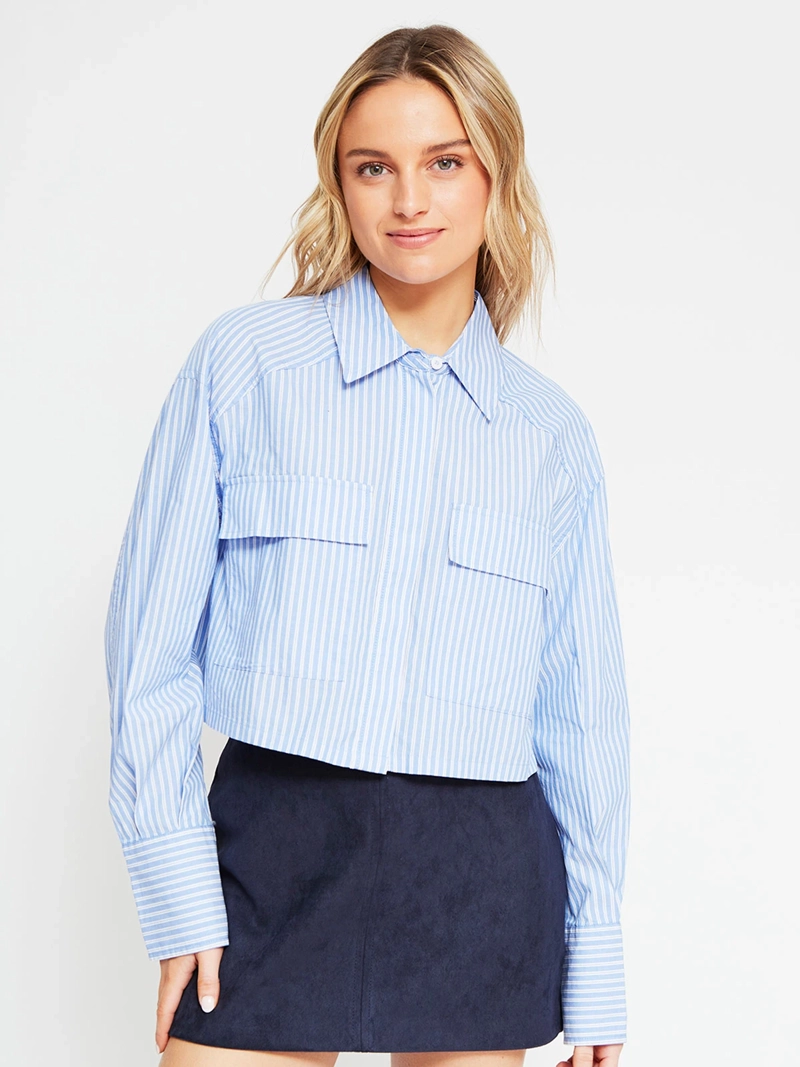 BLUSA MUJER INDEX ALGODÓN MANGA LARGA BOLSILLOS - 2