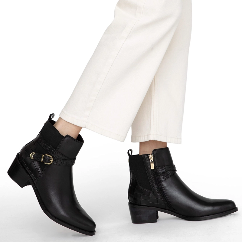 BOTINES MUJER GACEL NEGRO MONTANA CUERO - 2