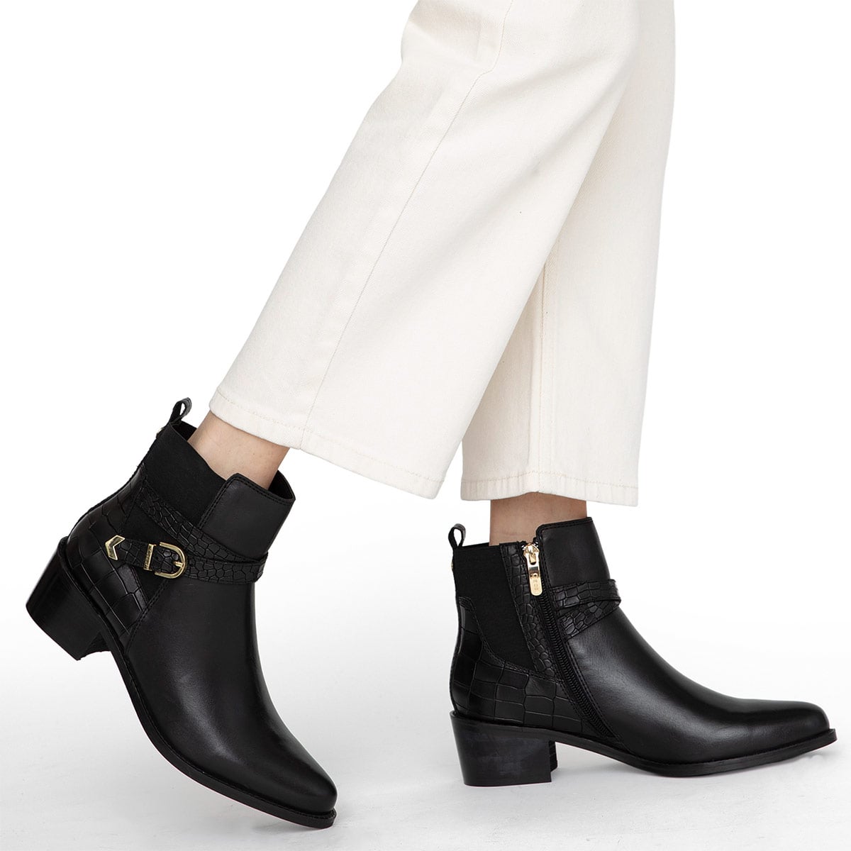 BOTINES MUJER GACEL NEGRO MONTANA CUERO - 2