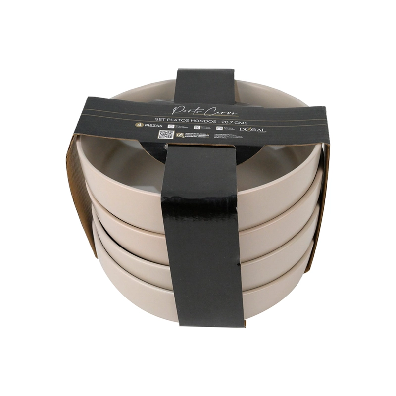 SET 4 PLATO HONDO DORAL PORTO SERVO CREMA - 5