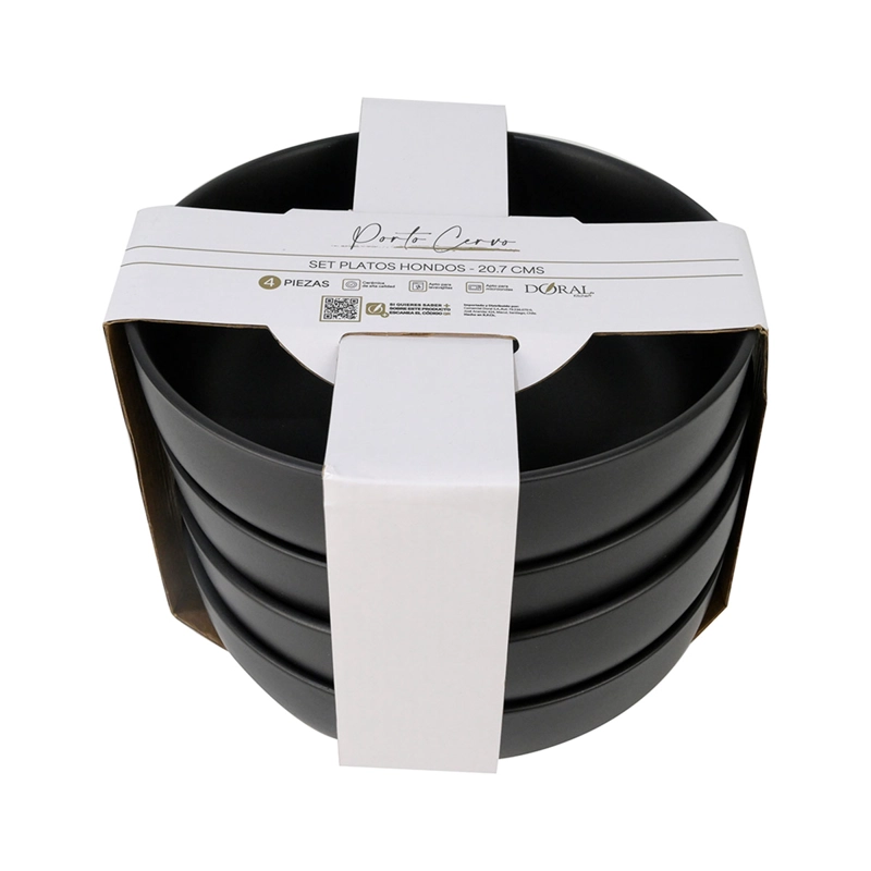 SET 4 PLATO HONDO DORAL PORTO SERVO NEGRO - 5