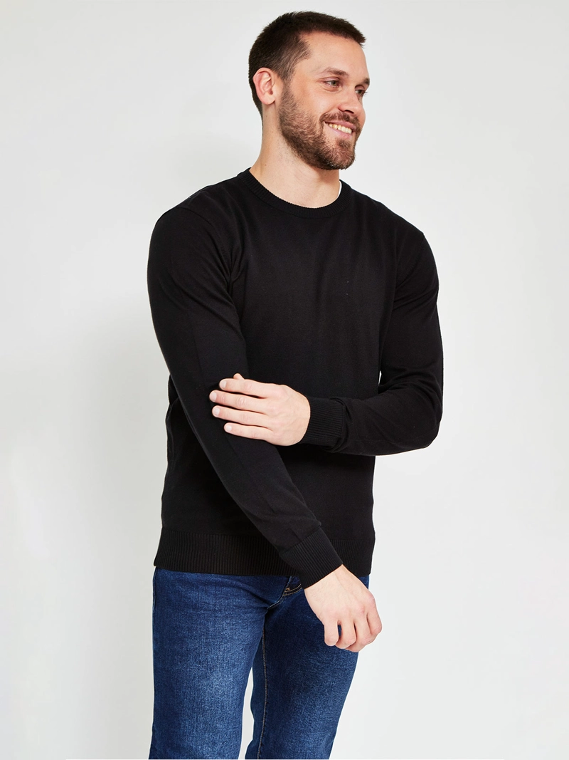SWEATER HOMBRE KENNETH STEVENS ALGODÓN CUELLO REDONDO BÁSICO - 1