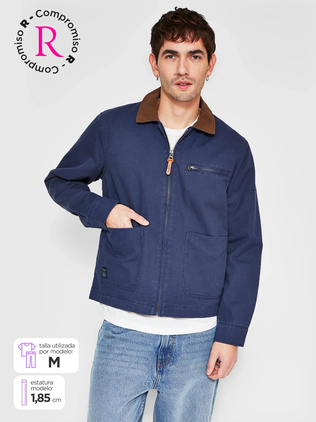 CHAQUETA HOMBRE PEPE JEANS ALGODÓN CUELLO CONTRASTE - 1