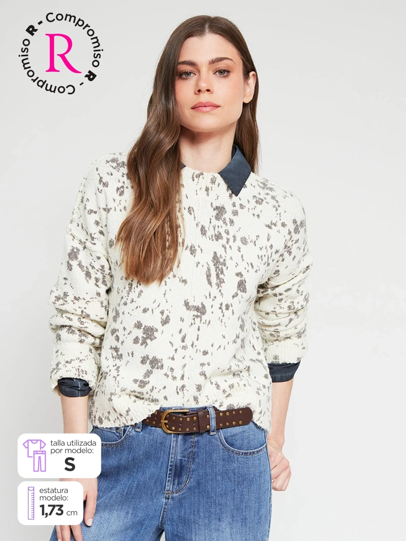 SWEATER MUJER TATIENNE CUELLO ALTO ESTAMPADO - 1