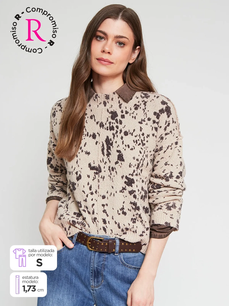 SWEATER MUJER TATIENNE CUELLO ALTO ESTAMPADO - 1