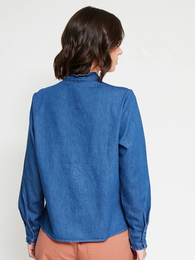 BLUSA MUJER AZIZ ALGODÓN CUELLO RUFFLE - 3