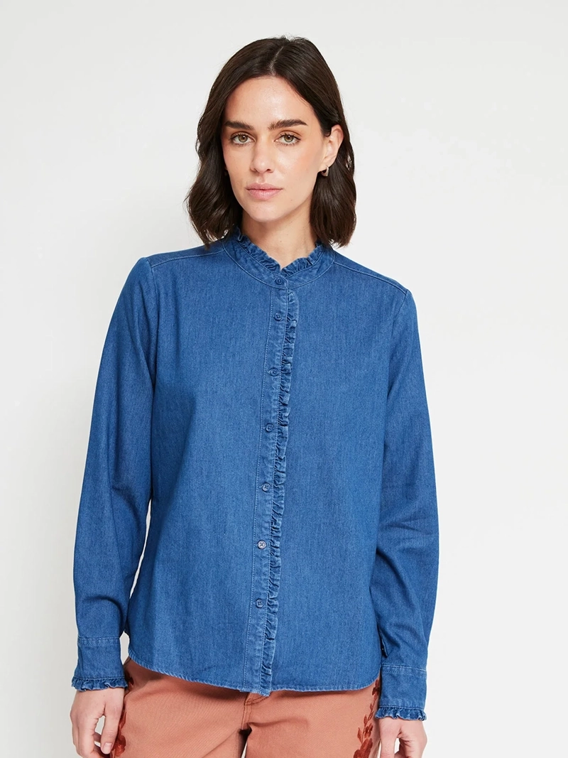 BLUSA MUJER AZIZ ALGODÓN CUELLO RUFFLE - 2