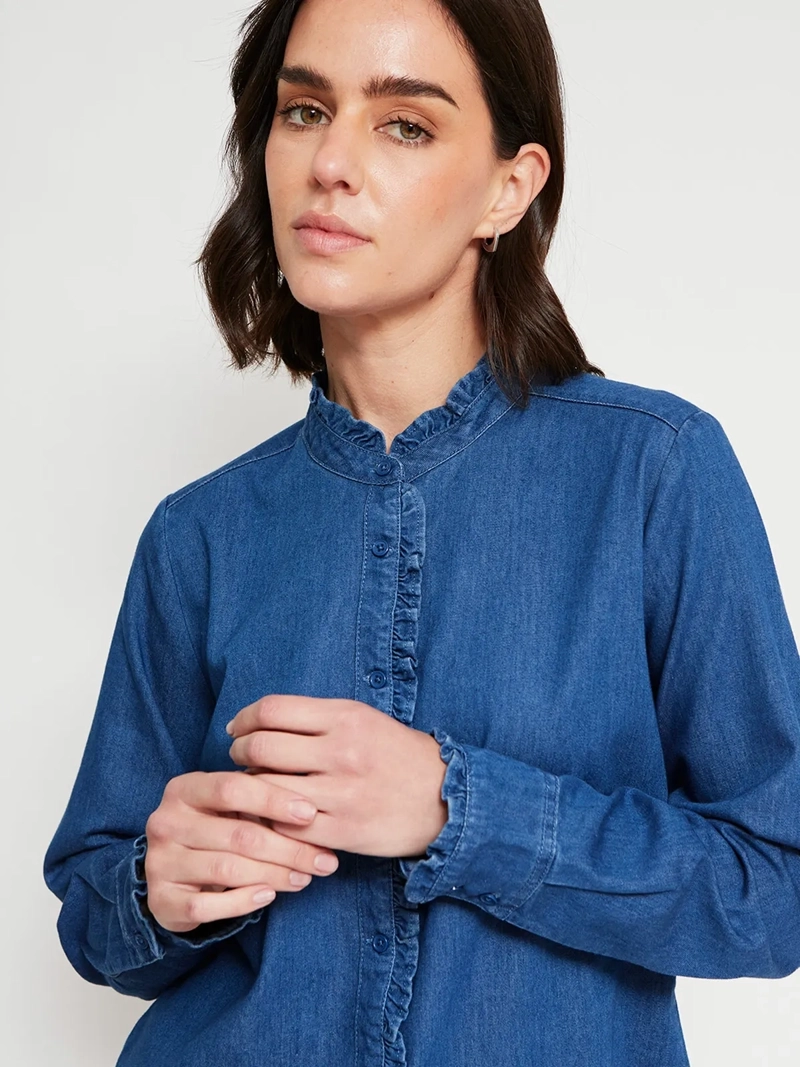 BLUSA MUJER AZIZ ALGODÓN CUELLO RUFFLE - 4