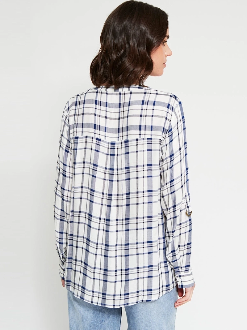 BLUSA MUJER AZIZ MANGA LARGA ESCOCESA - 3