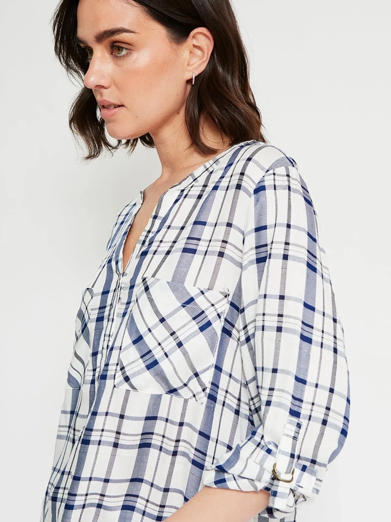 BLUSA MUJER AZIZ MANGA LARGA ESCOCESA - 4