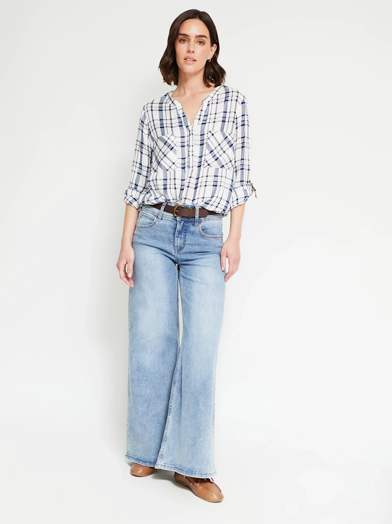 BLUSA MUJER AZIZ MANGA LARGA ESCOCESA - 5