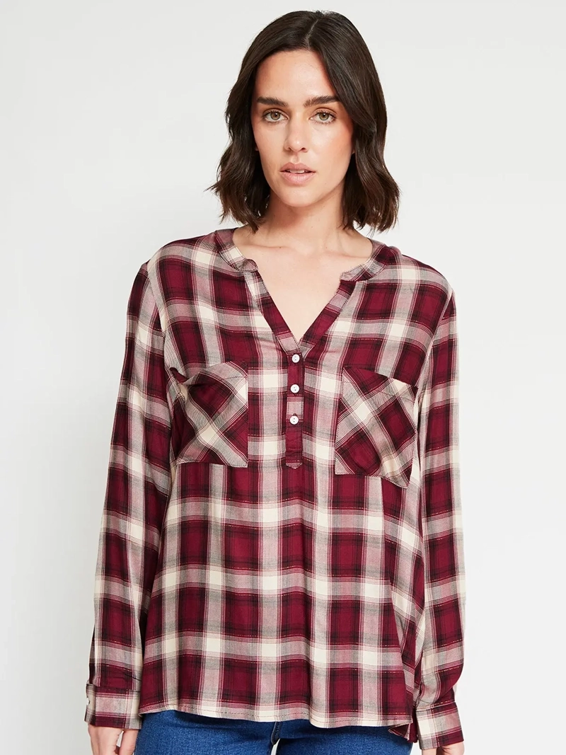 BLUSA MUJER AZIZ MANGA LARGA ESCOCESA - 2