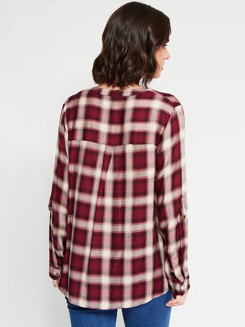 BLUSA MUJER AZIZ MANGA LARGA ESCOCESA - 3