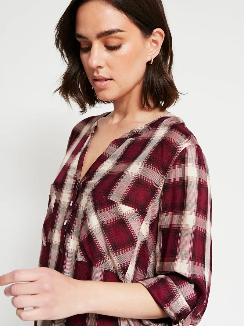 BLUSA MUJER AZIZ MANGA LARGA ESCOCESA - 4