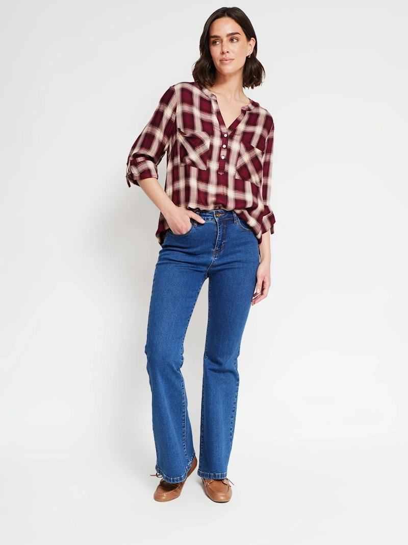 BLUSA MUJER AZIZ MANGA LARGA ESCOCESA - 5