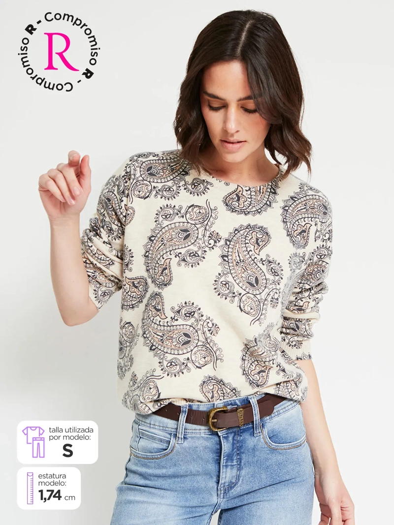 SWEATER MUJER TATIENNE CUELLO REDONDO ESTAMPADO - 1
