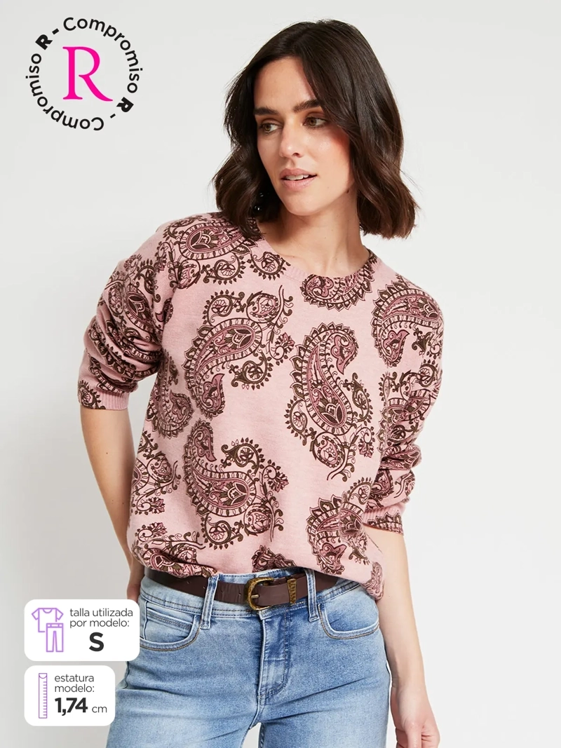 SWEATER MUJER TATIENNE CUELLO REDONDO ESTAMPADO - 1