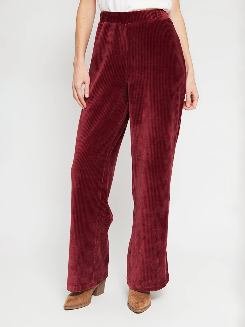 PANTALÓN MUJER AZIZ ALGODÓN TIPO COTELÉ ANCHO FLUIDO - 2