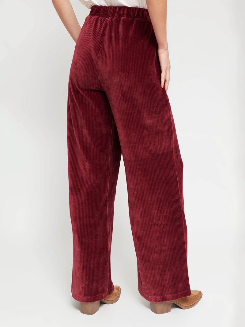 PANTALÓN MUJER AZIZ ALGODÓN TIPO COTELÉ ANCHO FLUIDO - 3